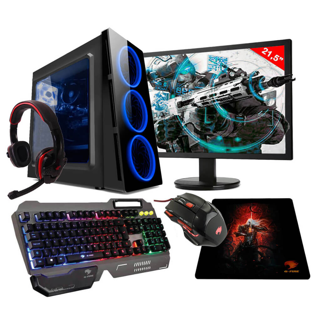 Pc Gamer G-Fire Htg-291 R3 2200G 8Gb (Radeon Rx Vega 8 2Gb Integrada) 1Tb Monitor 21,5