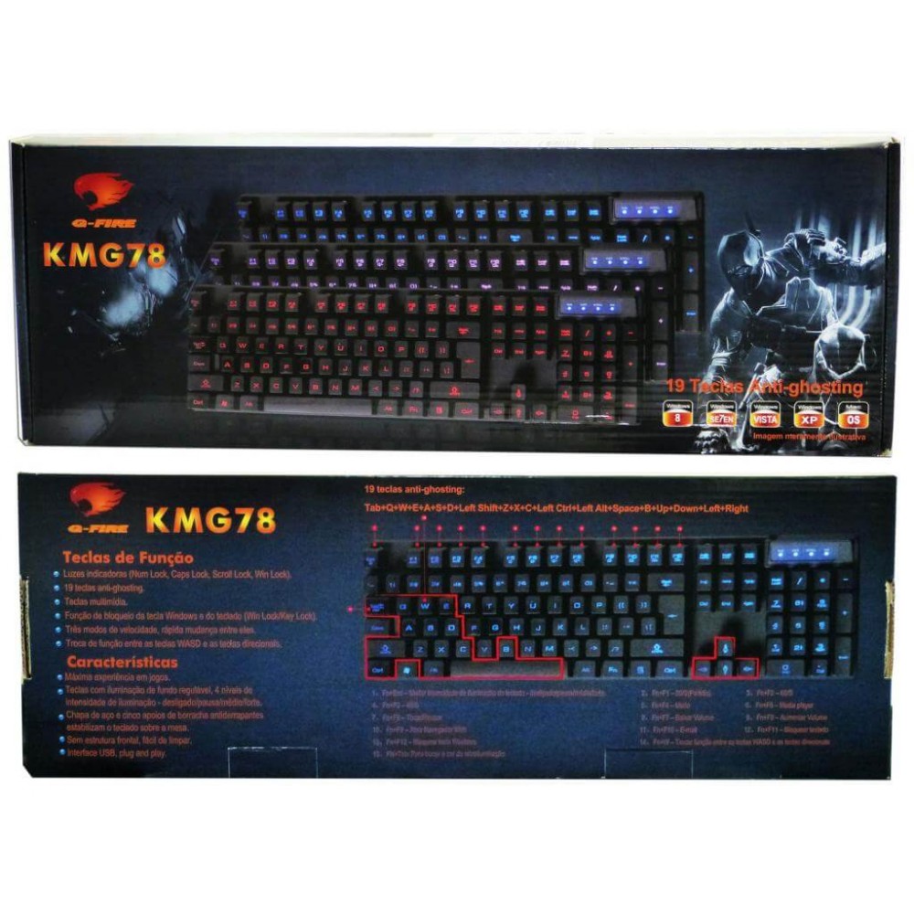 Teclado Gamer G-Fire Kmg78Pugsb - Com Backlight